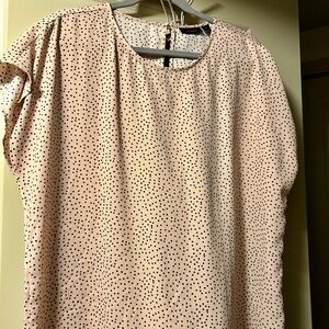 Halogen pale pink/black polka dots blouse XL